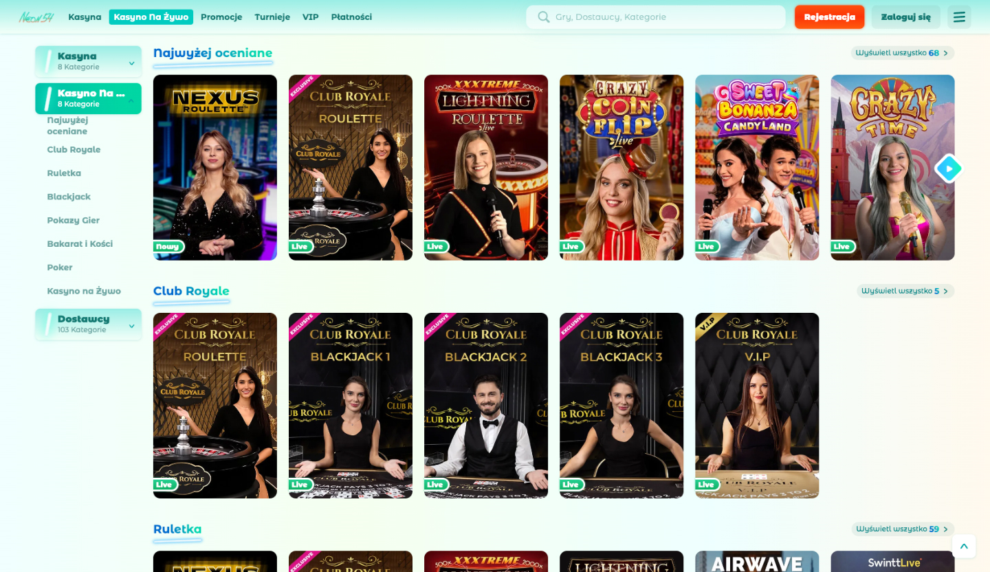 Neon54 Casino Screenshot