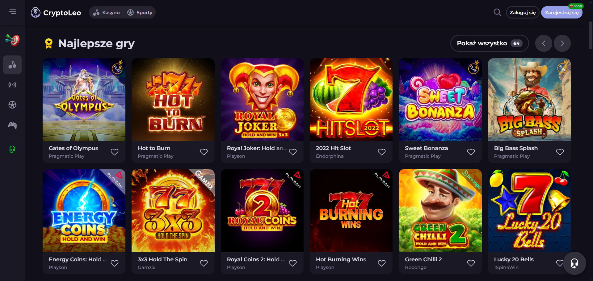 CryptoLeo Casino Screenshot