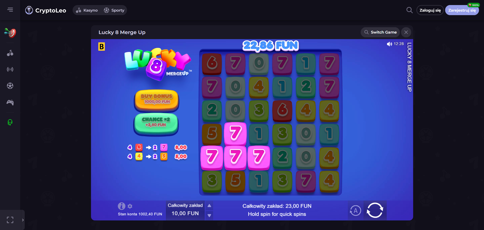 CryptoLeo Casino Screenshot