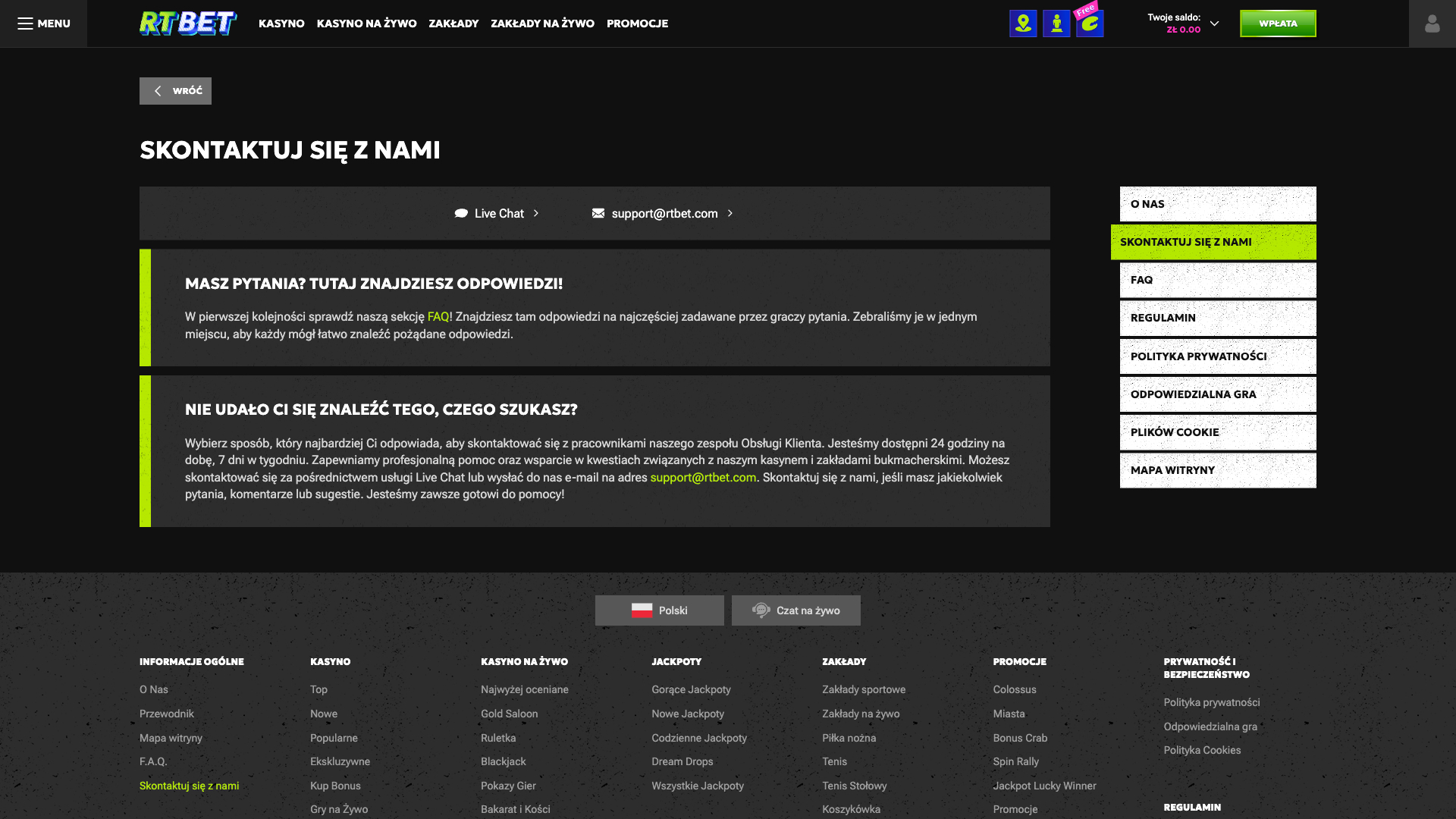 RTBet Casino Obsługa klienta