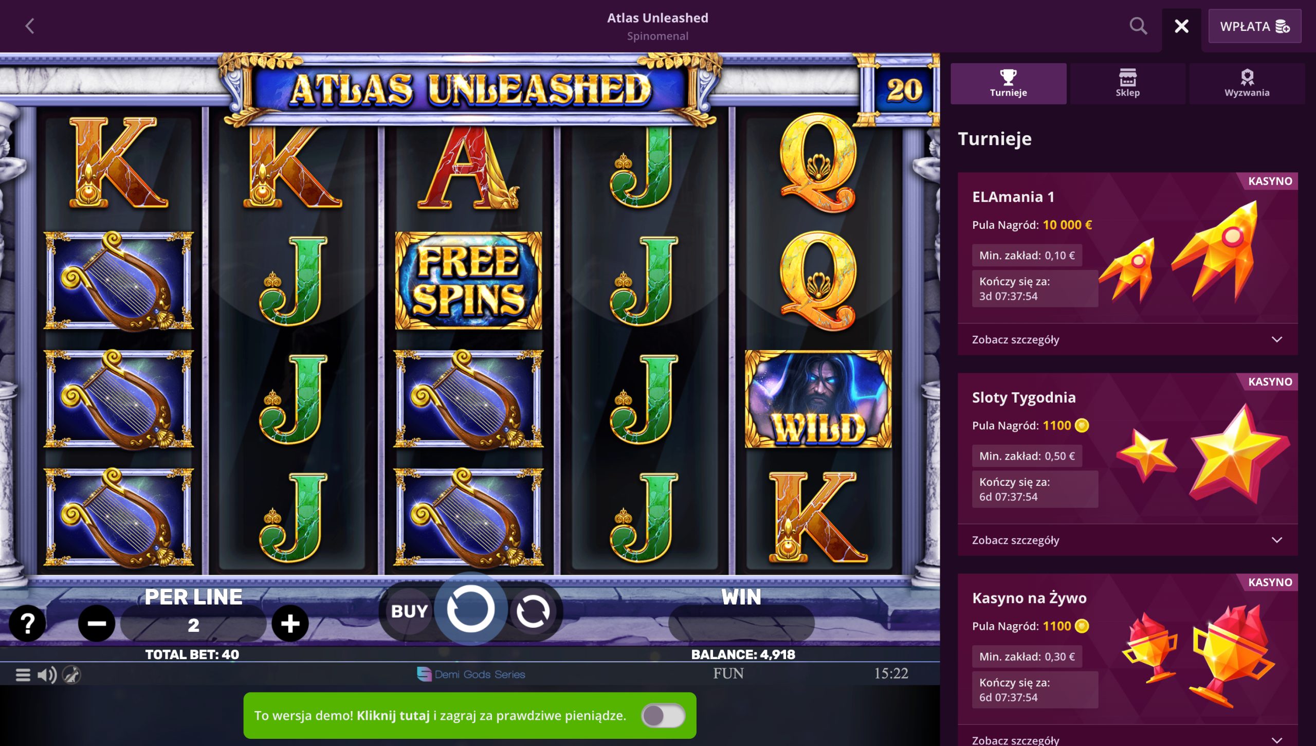 Malina Casino Screenshot
