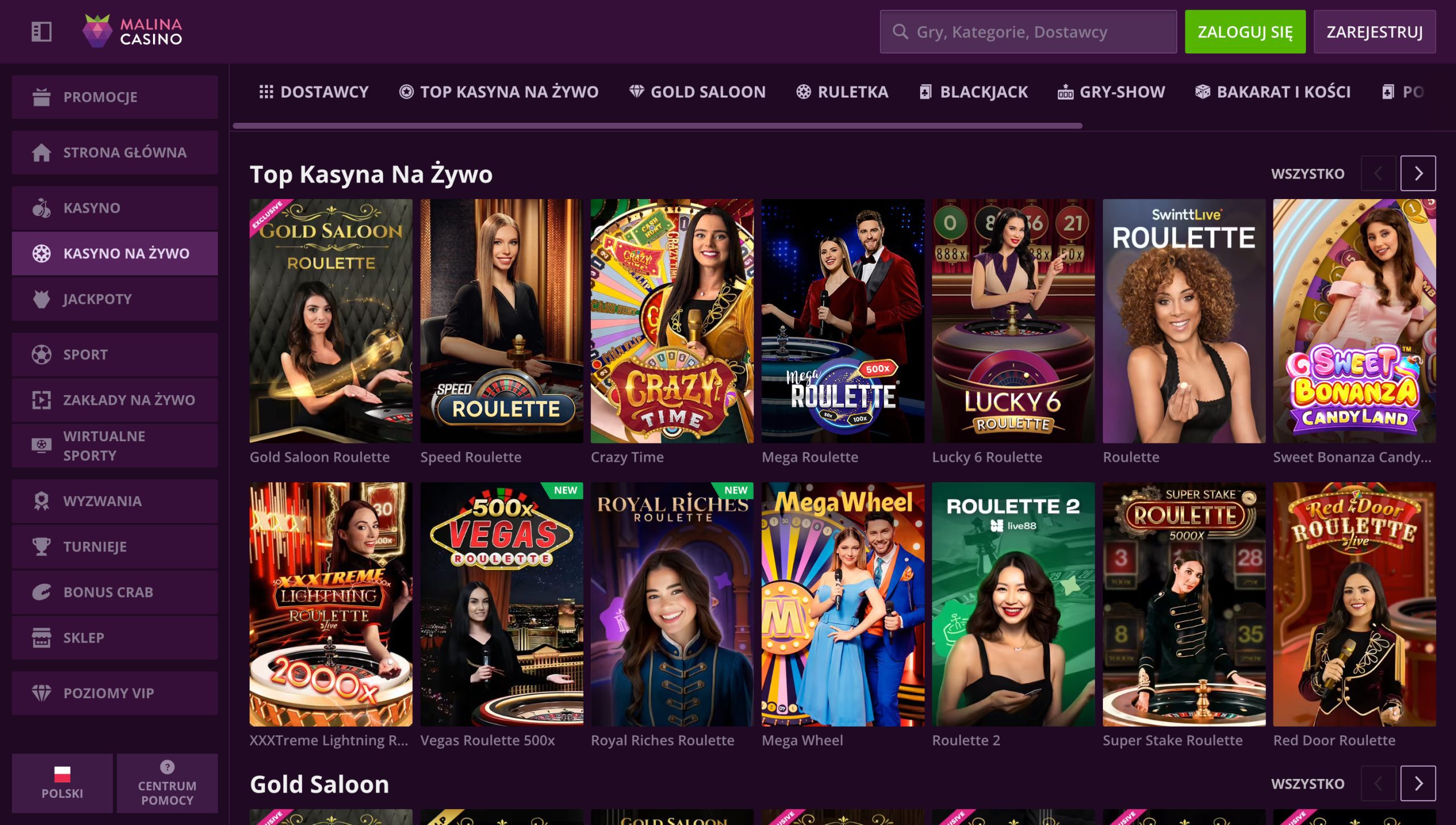Malina Casino Screenshot