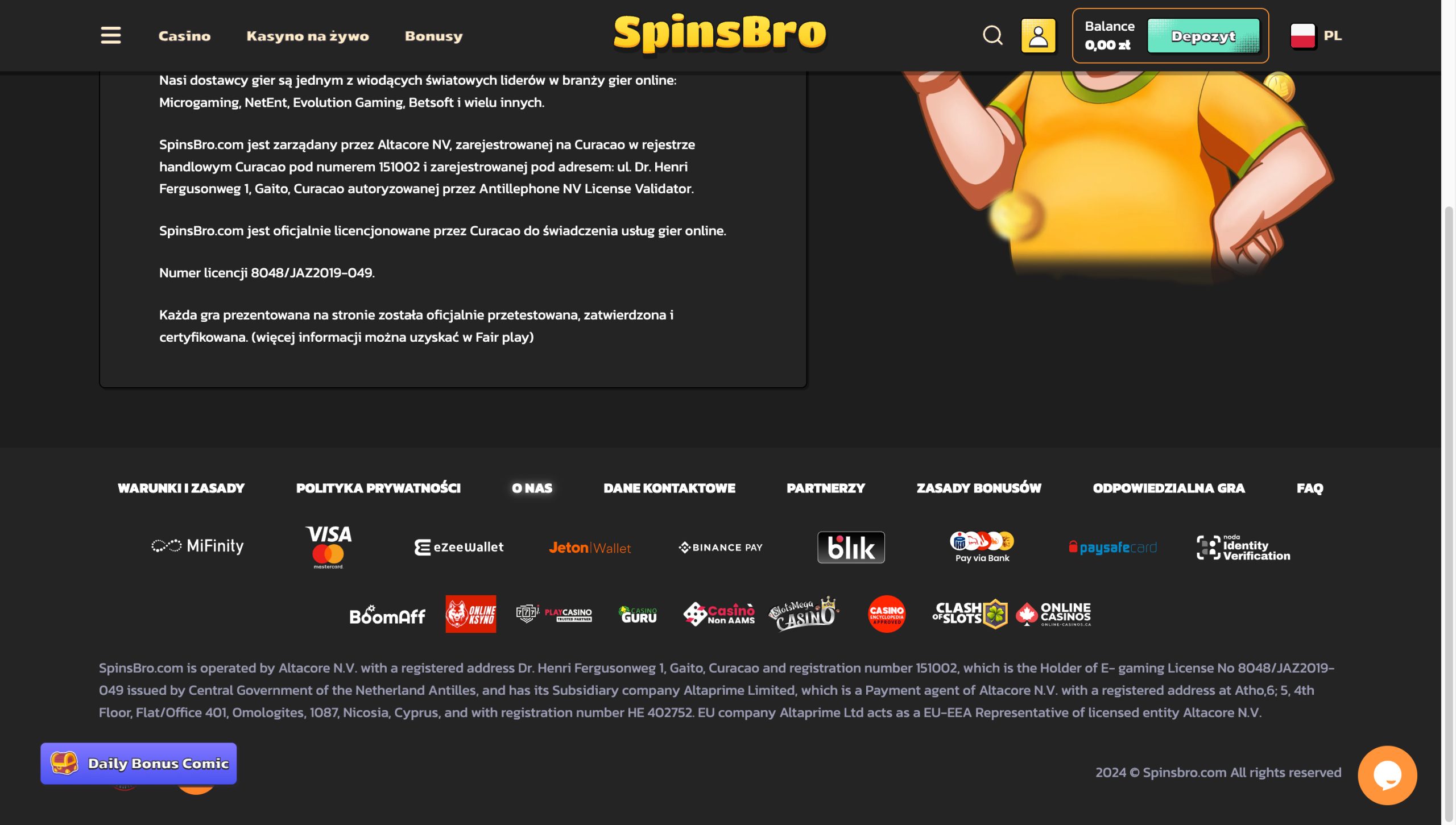 Spinsbro Casino Licencja