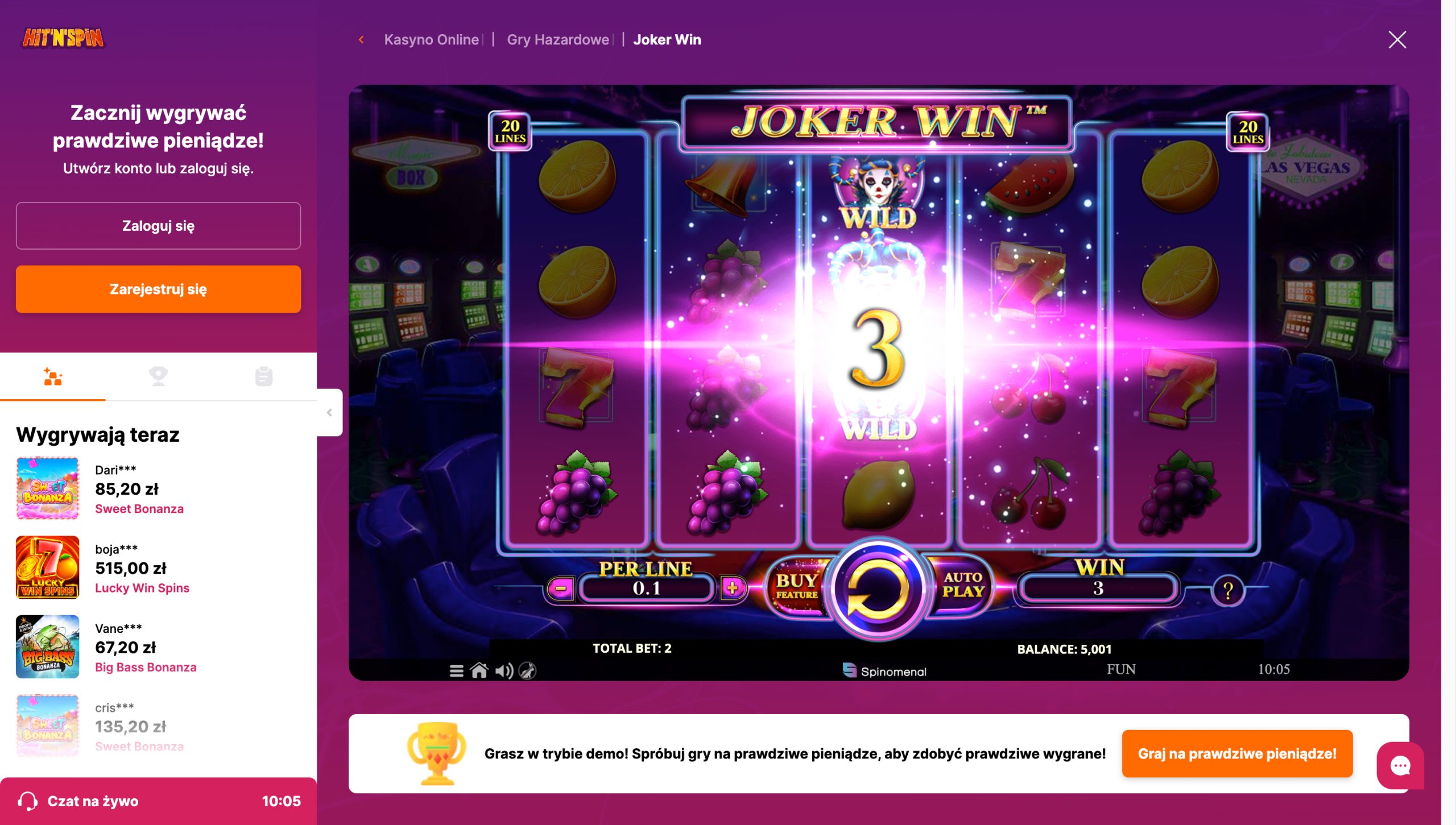 Hit'n'Spin Casino - Opinie Graczy i Recenzja eksperta 2025