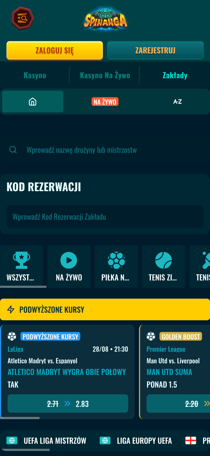 Spinanga Casino Screenshot