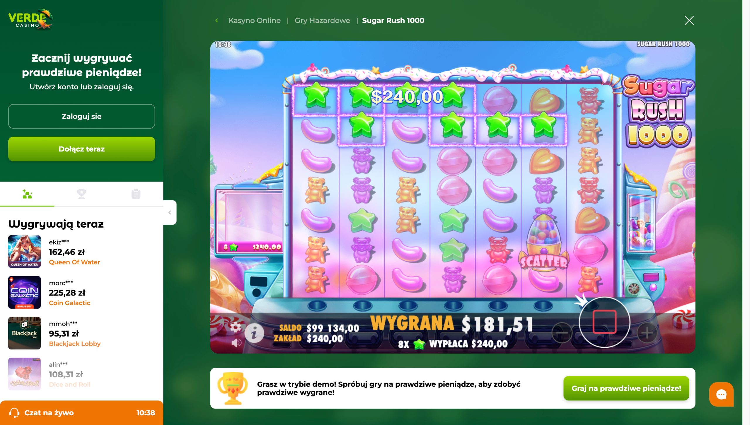 Verde Casino Screenshot
