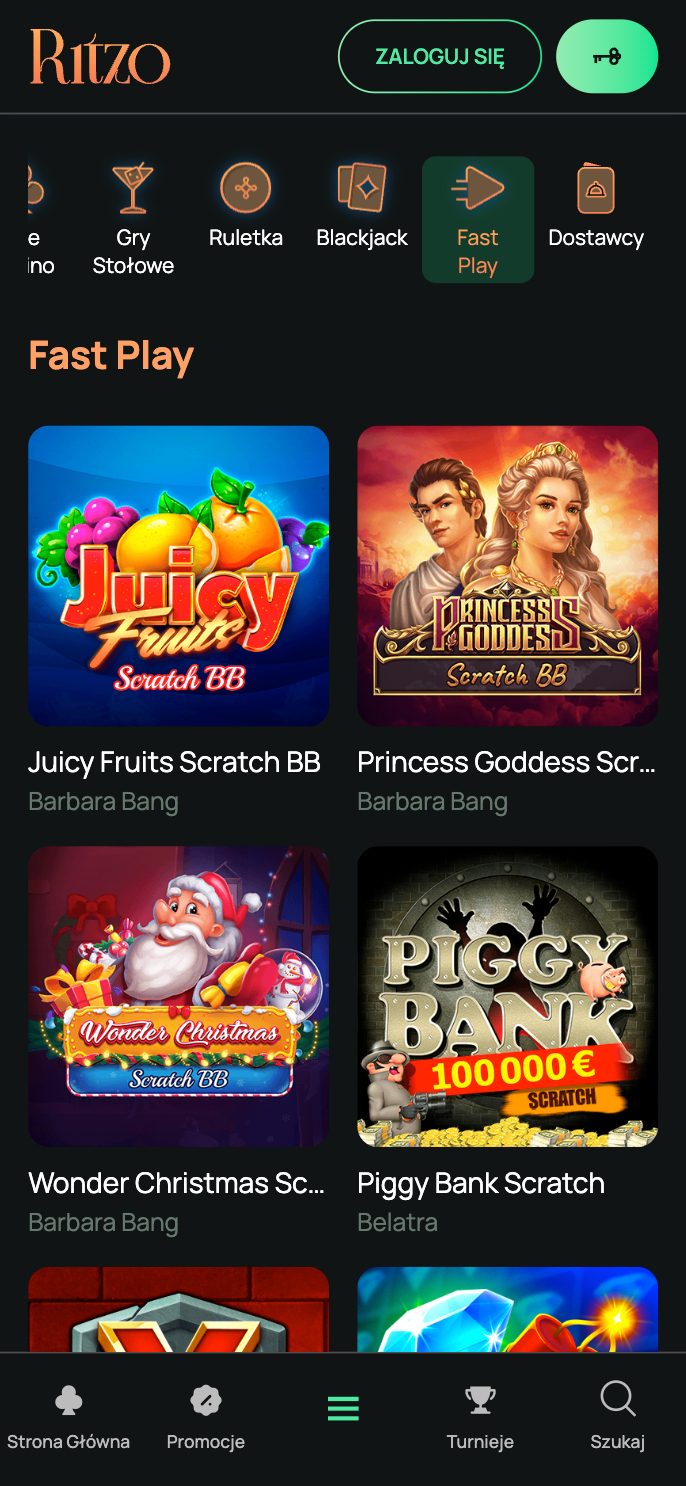 Ritzo Casino Screenshot