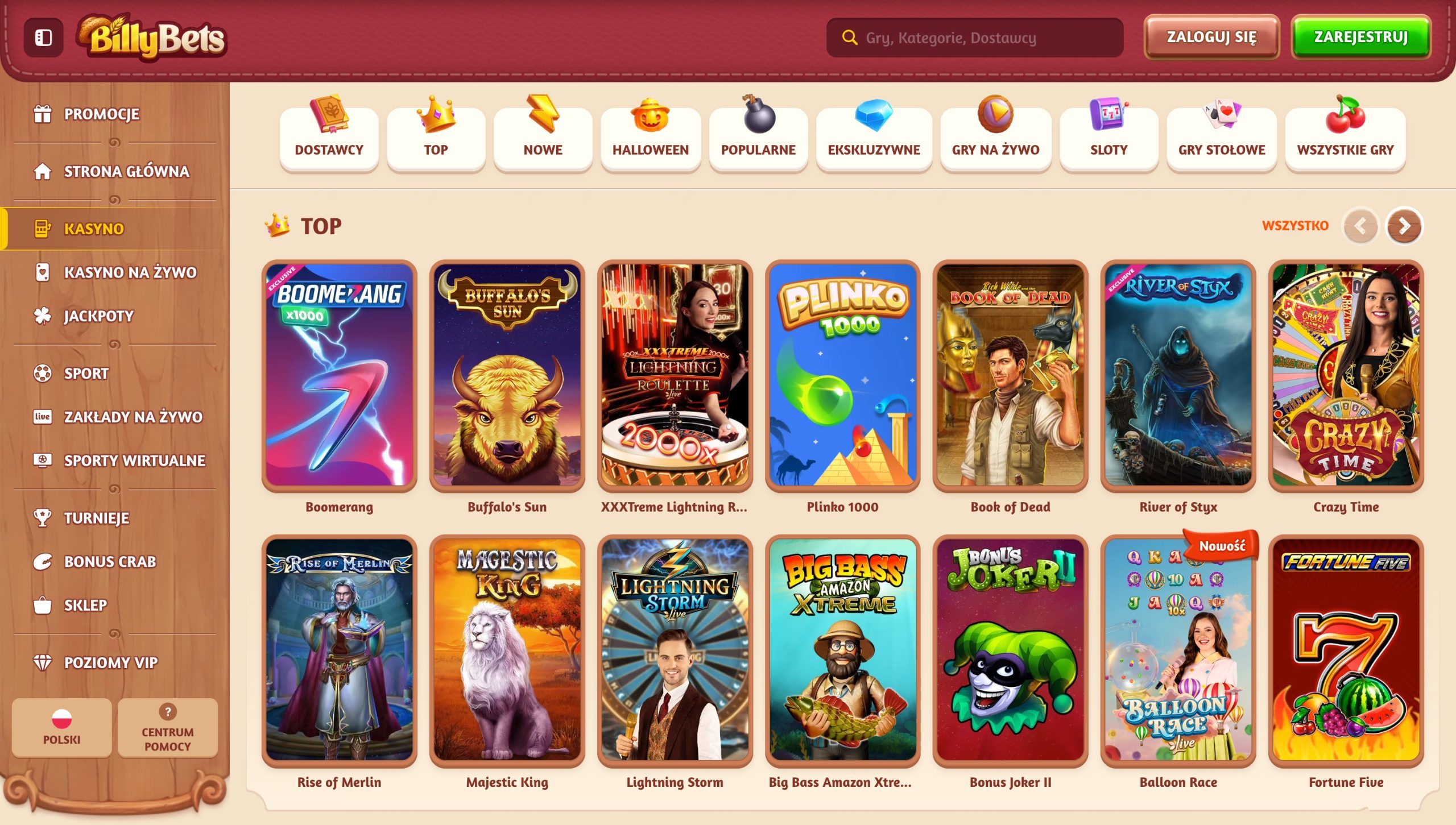 BillyBets Casino Screenshot