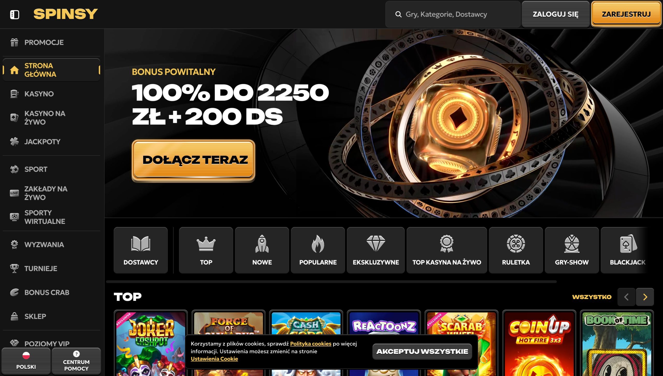 Spinsy Casino Screenshot