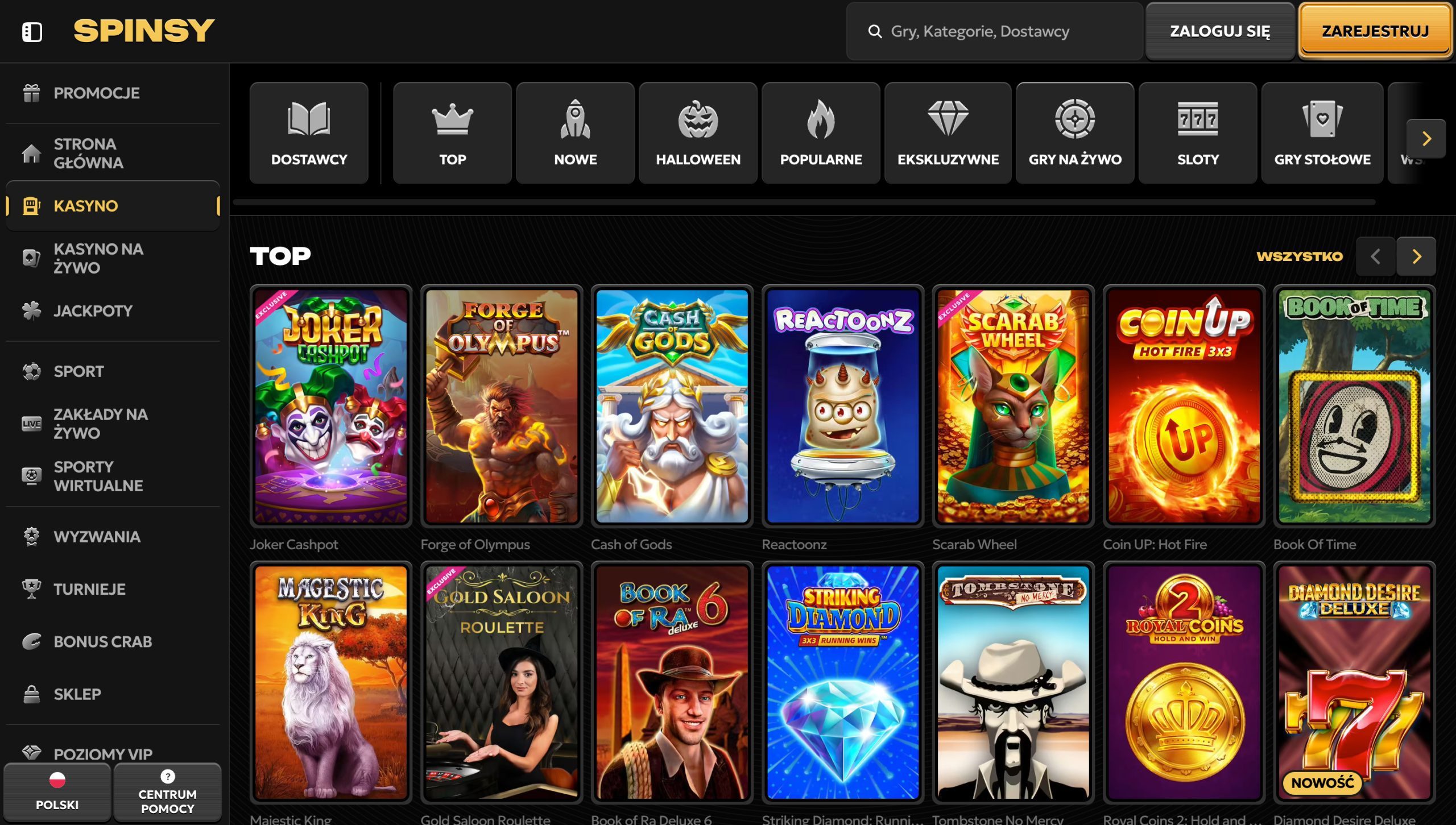 Spinsy Casino Screenshot