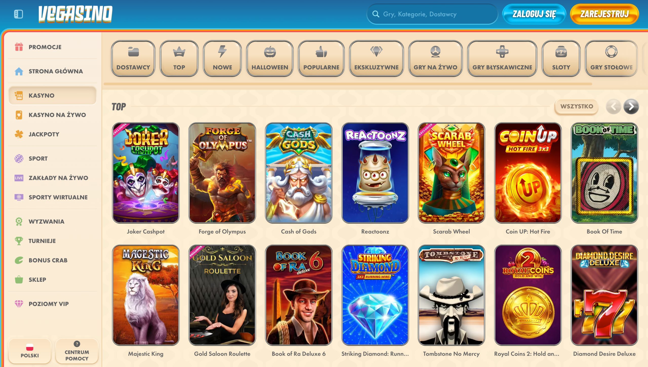 Vegasino Casino Screenshot