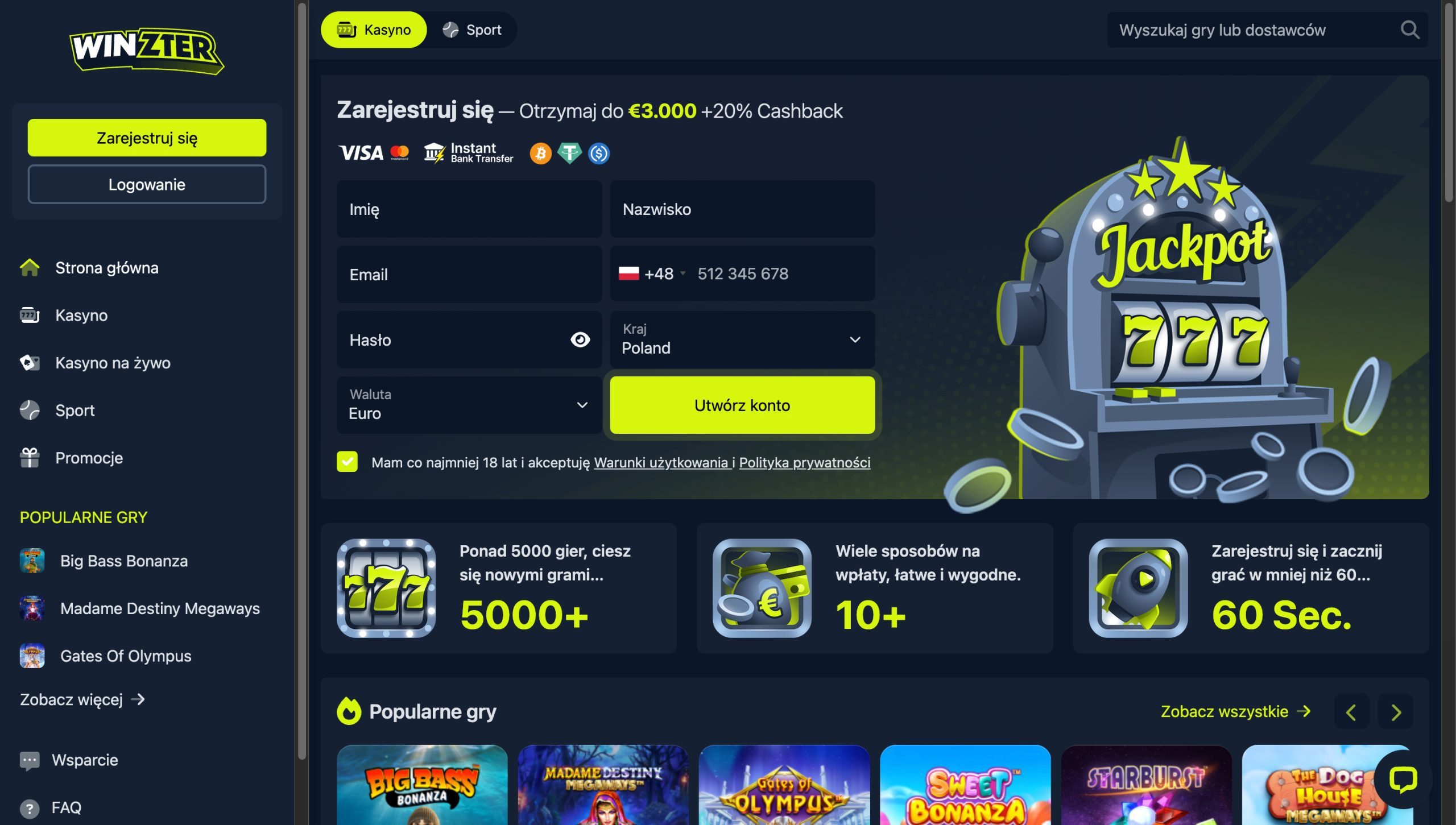 Winzter Casino Screenshot