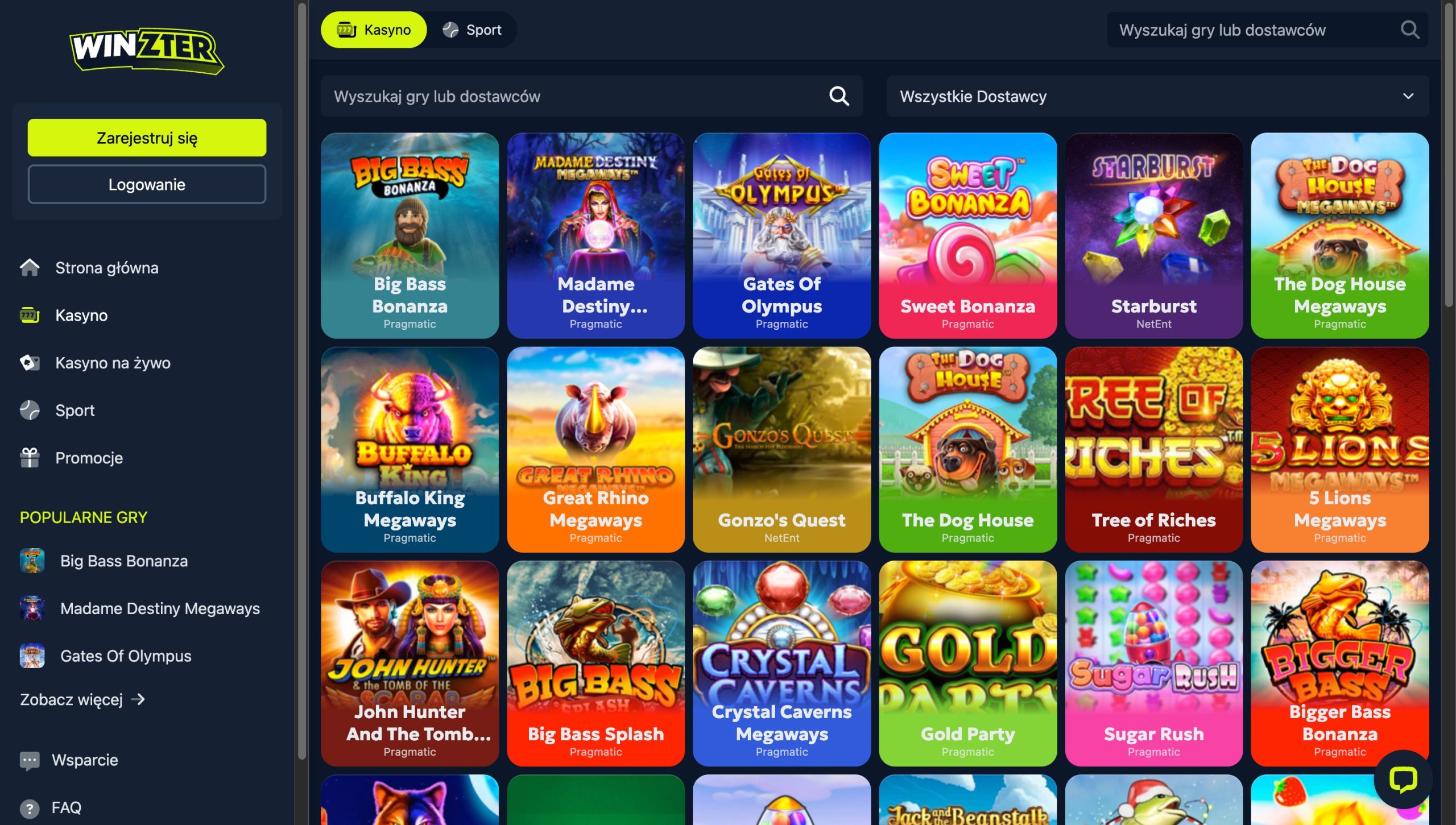 Winzter Casino Screenshot