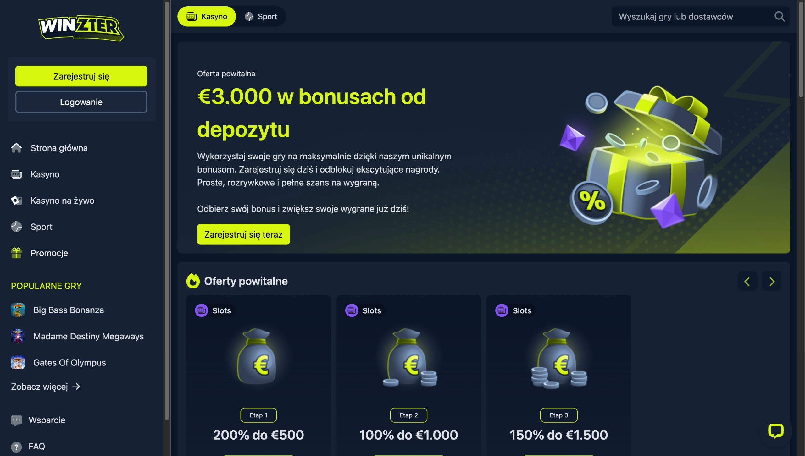 Winzter Casino Screenshot