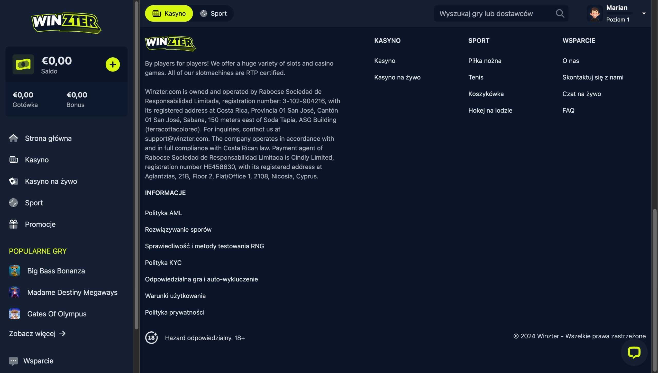 Winzter Casino Licencja