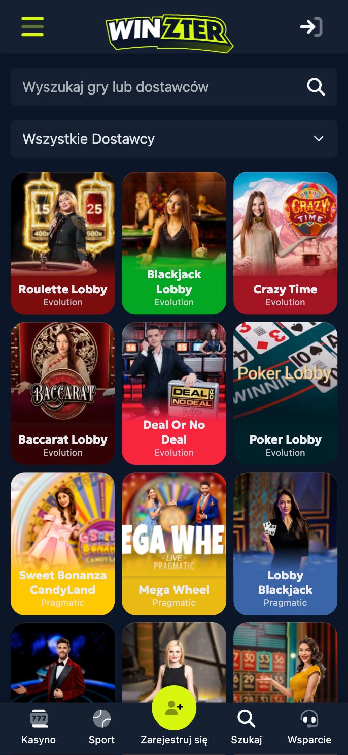 Winzter Casino Screenshot