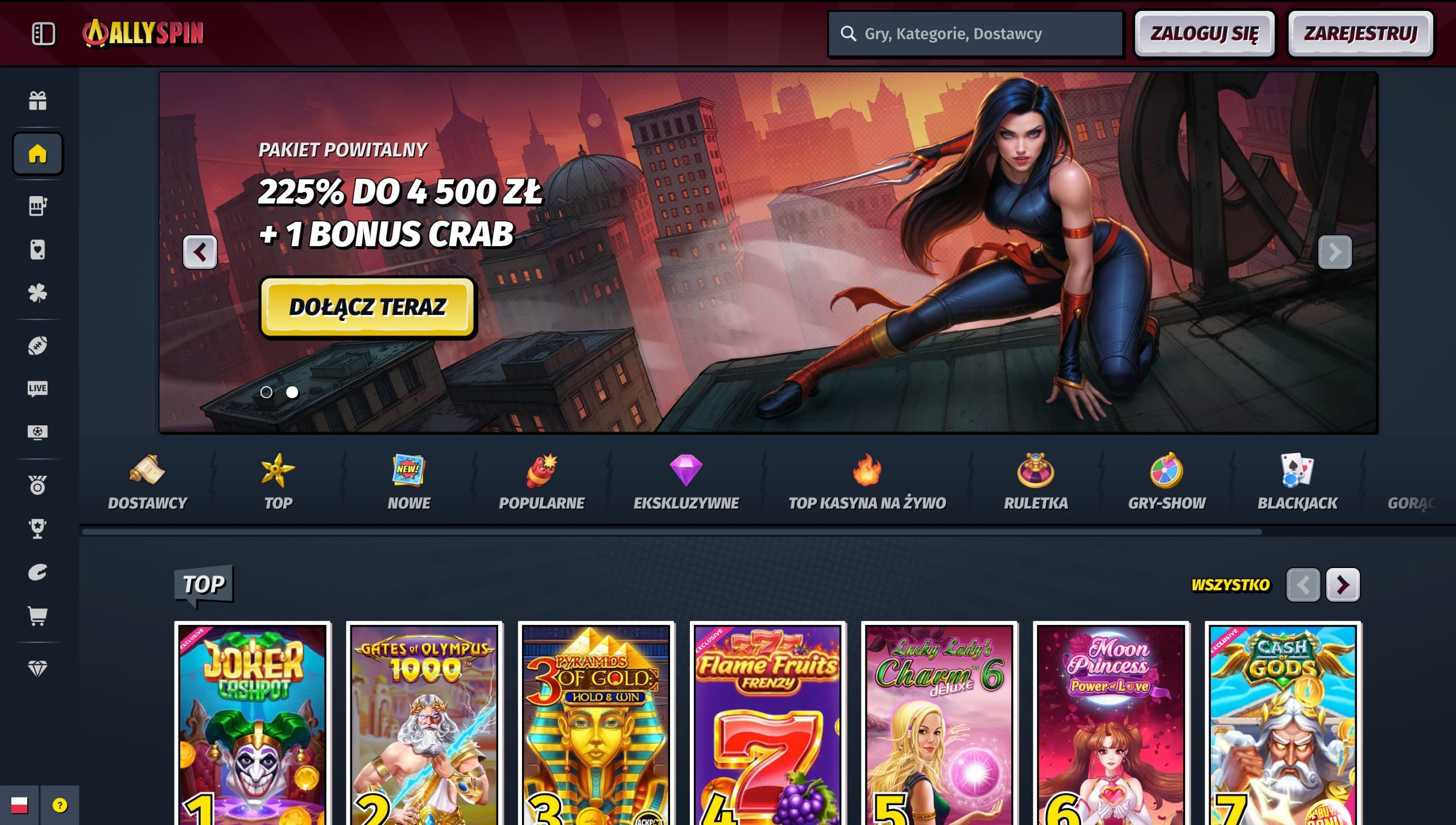 AllySpin Casino Screenshot