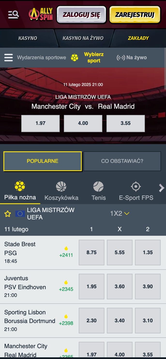 AllySpin Casino Screenshot